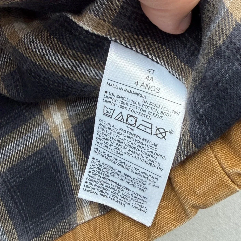 Old Navy Chore Coat barn jacket Kids 4T Canvas Plaid Lined Corduroy Collar